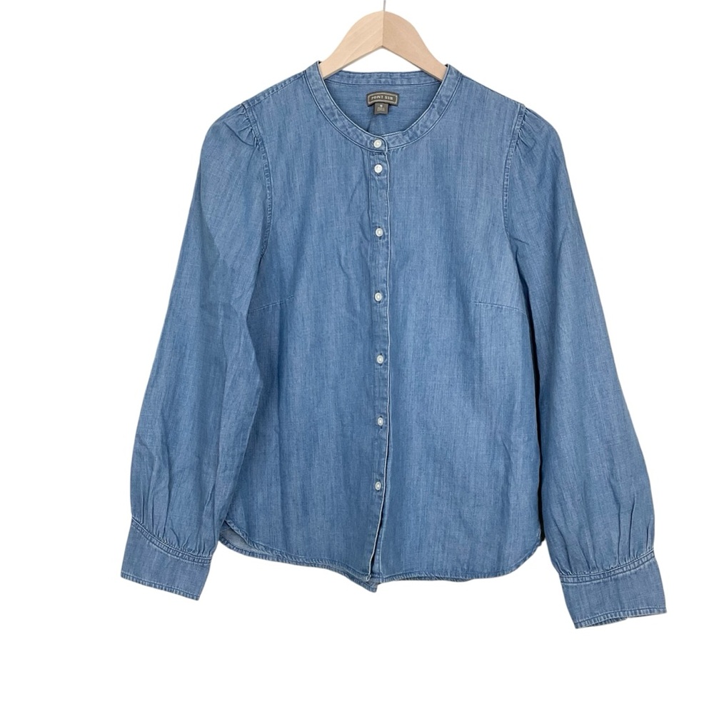 J. Crew Blue Chambray Button Front Shirt Size Small
